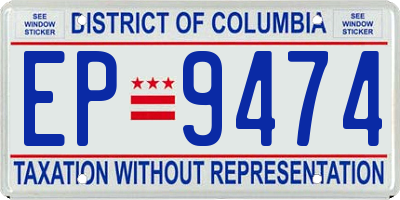 DC license plate EP9474