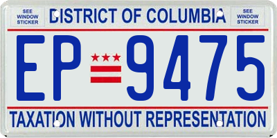 DC license plate EP9475