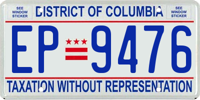 DC license plate EP9476