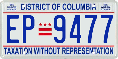 DC license plate EP9477