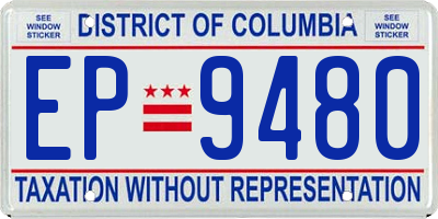 DC license plate EP9480