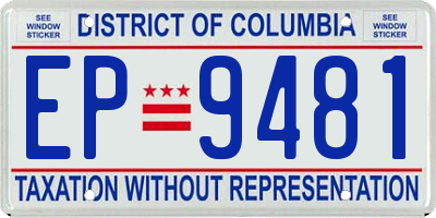 DC license plate EP9481