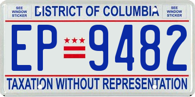 DC license plate EP9482