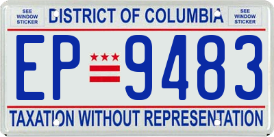 DC license plate EP9483