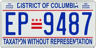 DC license plate EP9487