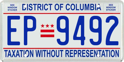DC license plate EP9492