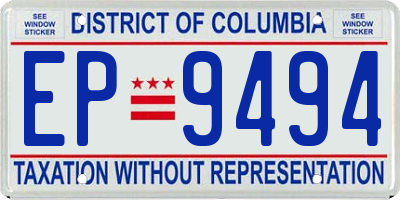 DC license plate EP9494
