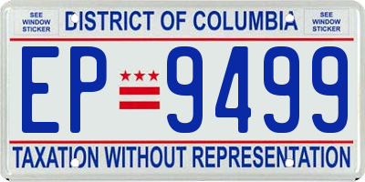 DC license plate EP9499
