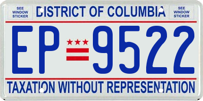 DC license plate EP9522
