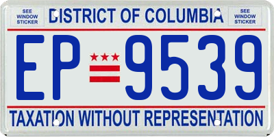 DC license plate EP9539