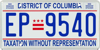 DC license plate EP9540