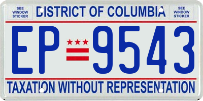 DC license plate EP9543