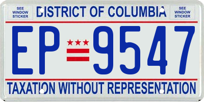 DC license plate EP9547