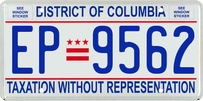 DC license plate EP9562