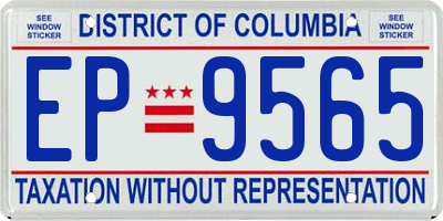 DC license plate EP9565