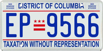 DC license plate EP9566