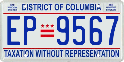 DC license plate EP9567