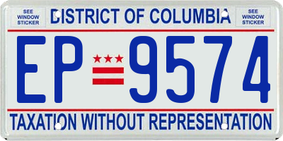 DC license plate EP9574