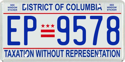 DC license plate EP9578