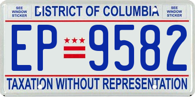 DC license plate EP9582