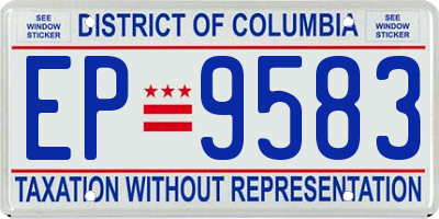 DC license plate EP9583