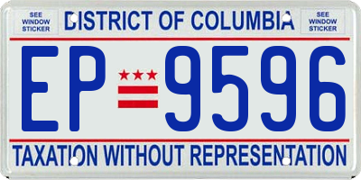 DC license plate EP9596