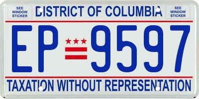 DC license plate EP9597