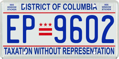 DC license plate EP9602