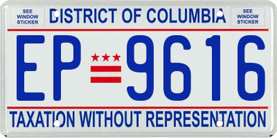 DC license plate EP9616