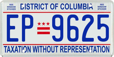 DC license plate EP9625