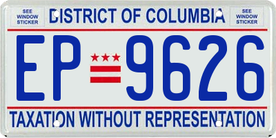 DC license plate EP9626