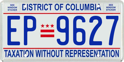 DC license plate EP9627
