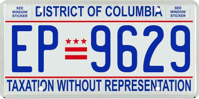 DC license plate EP9629
