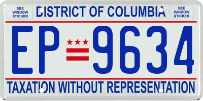 DC license plate EP9634