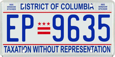 DC license plate EP9635
