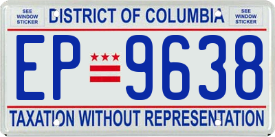 DC license plate EP9638