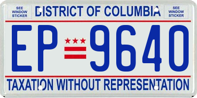 DC license plate EP9640