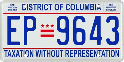 DC license plate EP9643