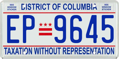 DC license plate EP9645