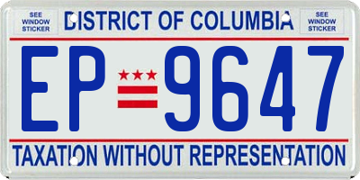 DC license plate EP9647