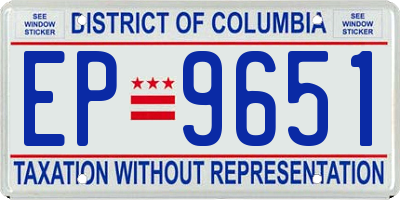DC license plate EP9651