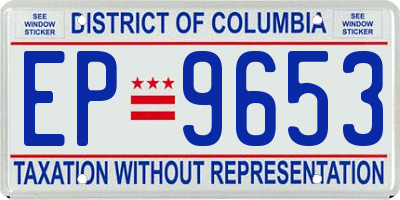 DC license plate EP9653