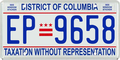 DC license plate EP9658