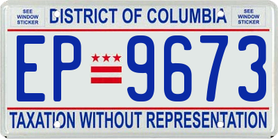 DC license plate EP9673