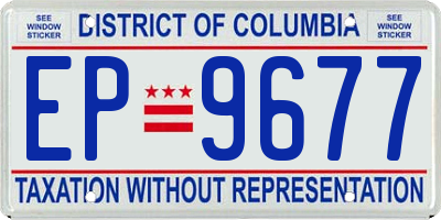 DC license plate EP9677