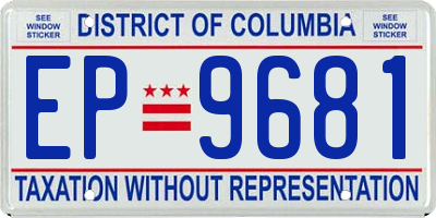 DC license plate EP9681