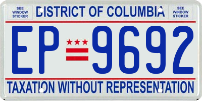 DC license plate EP9692