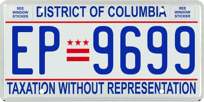 DC license plate EP9699