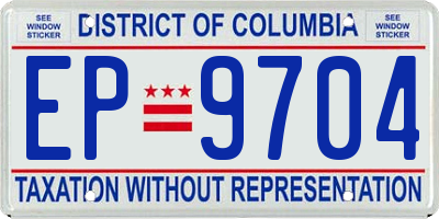 DC license plate EP9704