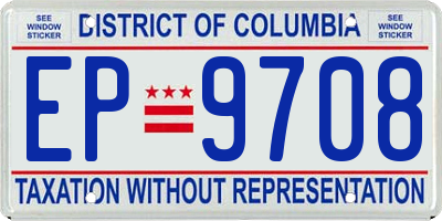 DC license plate EP9708